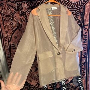 Sheer Blazer with Button Detail